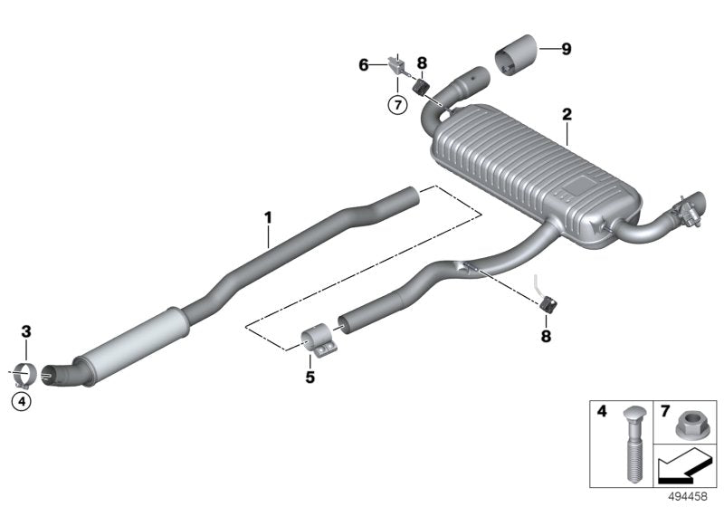 Genuine BMW 18308744675 F44 Rear Muffler With Exhaust Flap (Inc. M235iX) | ML Performance UK UK Car Parts