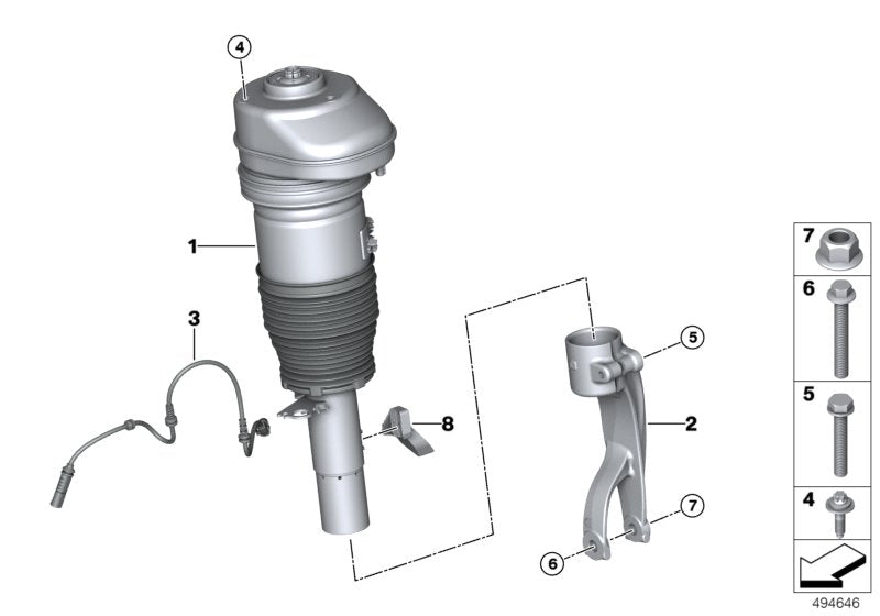 Genuine BMW 37106869036 G07 Air Spring Strut, Front Right VDC HIGH (Inc. X7) | ML Performance UK UK Car Parts