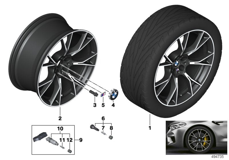 Genuine BMW 36118073849 F90 Disc Wheel Light Alloy Jet Bl.Sol.Paint 9,5JX20 ET:28 (Inc. M5)