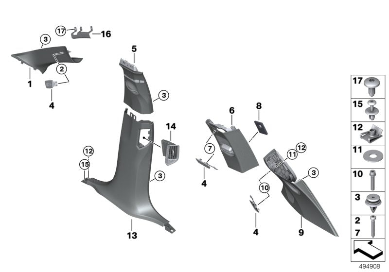 Genuine BMW 51438079638 G07 B-Pillar Trim Panel, Alcantara, Right SCHWARZ (Inc. X7) | ML Performance UK UK Car Parts