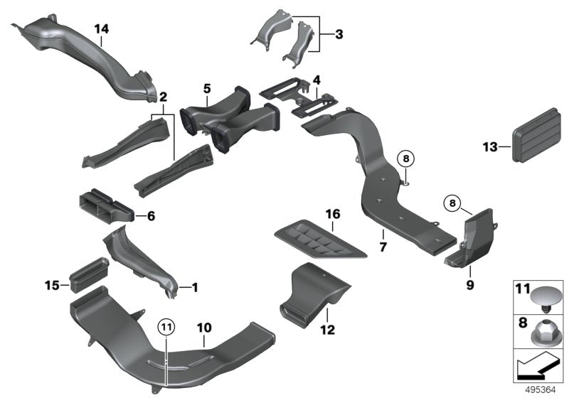 Genuine BMW 64229168935 Air Duct, Center, Rear (Inc. 750LiS, 530dX & 750LdX) | ML Performance UK UK Car Parts