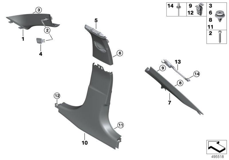 Genuine BMW 51438079322 G20 G21 Cover, B-Column Upper Right ANTHRAZIT (Inc. 318d, 330dX & 320i 1.6) | ML Performance UK UK Car Parts