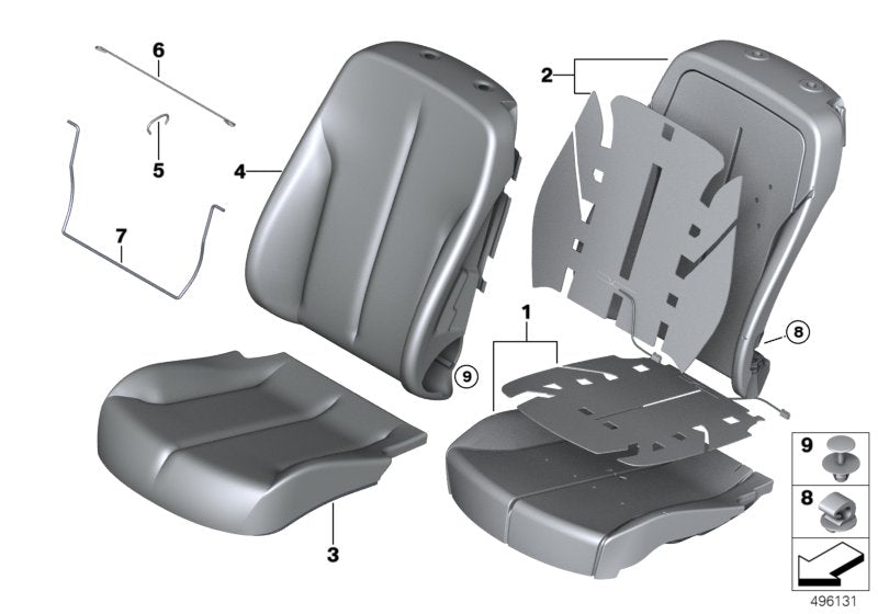 Genuine BMW 52108494942 Leather Cover For Basic Seat Right OYSTER (Inc. 428iX, 430d & 435iX) | ML Performance UK UK Car Parts