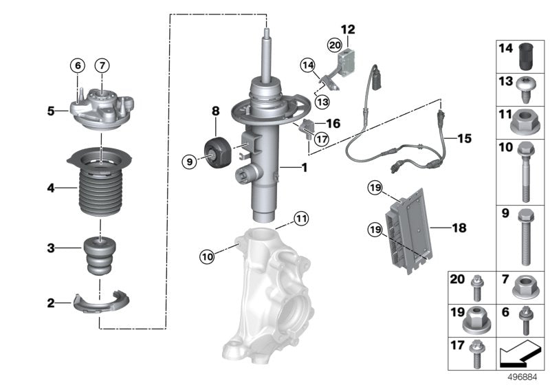 Genuine BMW 37106895062 G20 Spring Strut Front Right Vdc AWD (Inc. 330dX & M340iX) | ML Performance UK UK Car Parts