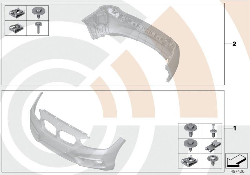 Genuine BMW 51112467370 F20 F21 Set Of Mounted Parts, Bumper, Front VALUE LINE (Inc. 118dX, M135i & 114i) | ML Performance UK UK Car Parts