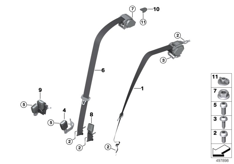 Genuine BMW 72118076377 G20 Upper Belt Rear Left SCHWARZ M (Inc. 330i, 330iX & M340iX) | ML Performance UK UK Car Parts