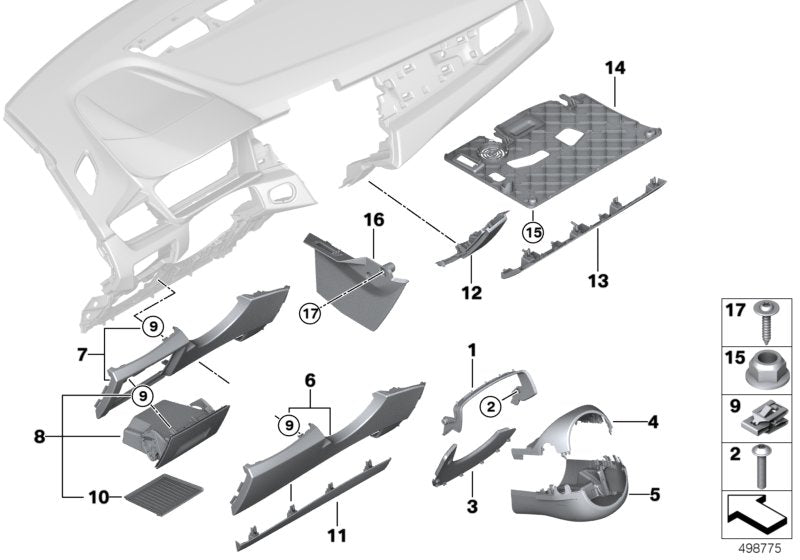 Genuine BMW 51459327328 F46 TriCover, Centerstack, Driver's Side SCHWARZ (Inc. 218dX, 216i & 225xe) | ML Performance UK UK Car Parts