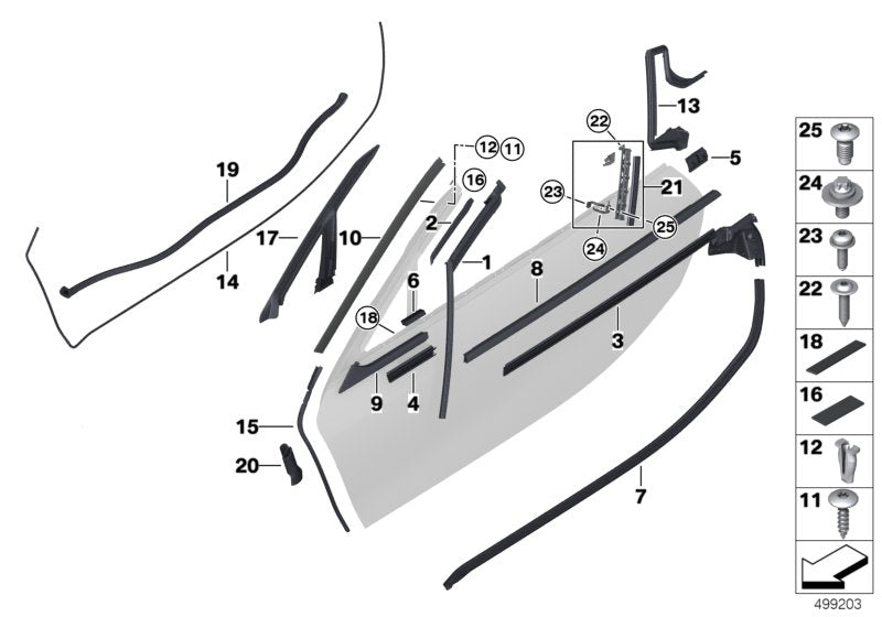 Genuine BMW 51338494503 I15 Window Guide, Left (Inc. i8) | ML Performance UK UK Car Parts