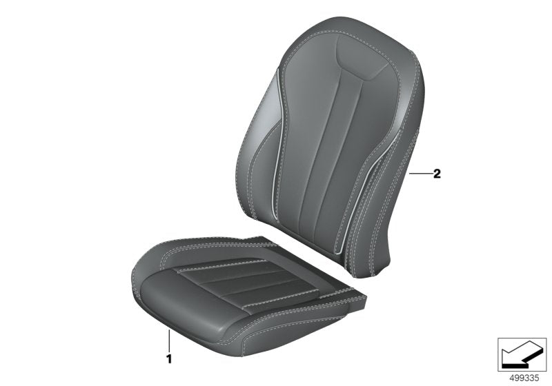 Genuine BMW 52108493583 G07 G05 G06 Cover, Comfort Backrest, Perf. Lthr, Le WEISS/BLAU (Inc. X7 50iX, X5 45eX & X6 30dX) | ML Performance UK UK Car Parts