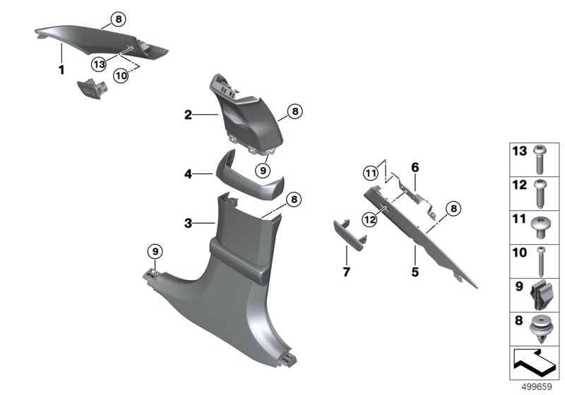 Genuine BMW 51439493826 G16 Trim, B-Pillar, Leather, Lower Right ELFENBEINWEISS (Inc. 840dX, 840iX & M850iX) | ML Performance UK UK Car Parts