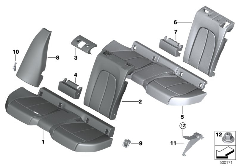 Genuine BMW 52209108272 F40 F44 Cover, Backrest, Center, Leather, Upper SCHWARZ (Inc. 120dX, M135iX & 218i) | ML Performance UK UK Car Parts