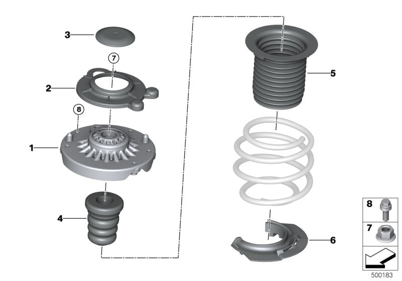 Genuine BMW Mini 31336892617 F48 F45 Support Bearing, Front AUFNAHME 5X M8 (Inc. X2 16d, 216i & X2 18dX)