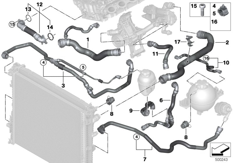 Genuine BMW 17128670666 G01 G02 Hose, Radiator-Engine (Inc. X3 M40iX & X4 M40iX) | ML Performance UK UK Car Parts