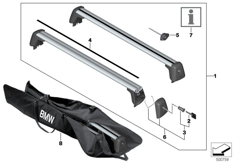 Genuine BMW 82712447351 G15 Roof Rack G15 (Inc. 840iX, 840i & M850iX) | ML Performance UK UK Car Parts