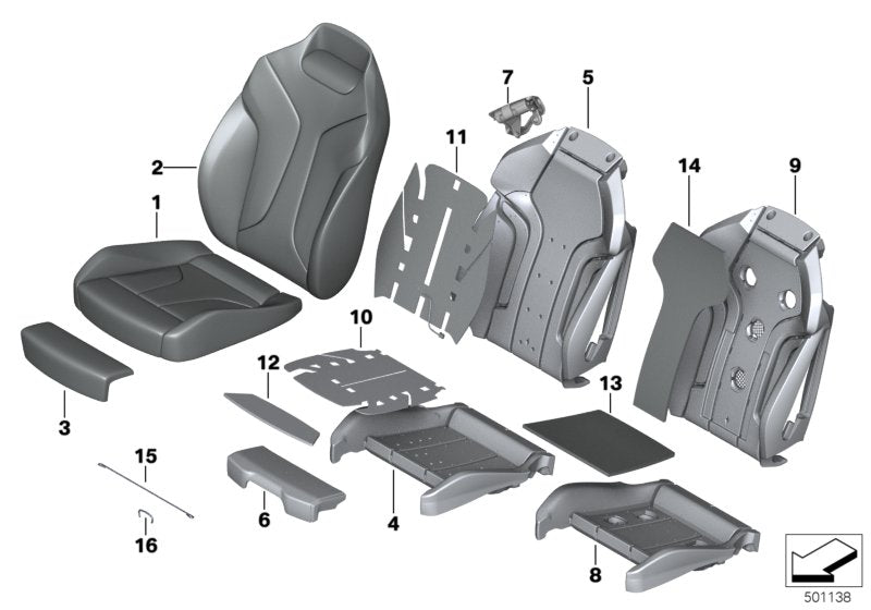 Genuine BMW 52108067232 F93 F92 F91 Leather Cover Sport Backrest Right TARUMA BRAUN (Inc. M8) | ML Performance UK UK Car Parts