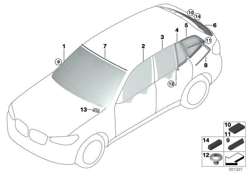 Genuine BMW 51377388841 G01 Side Window, Rigid, Rear Left (Inc. X3) | ML Performance UK UK Car Parts