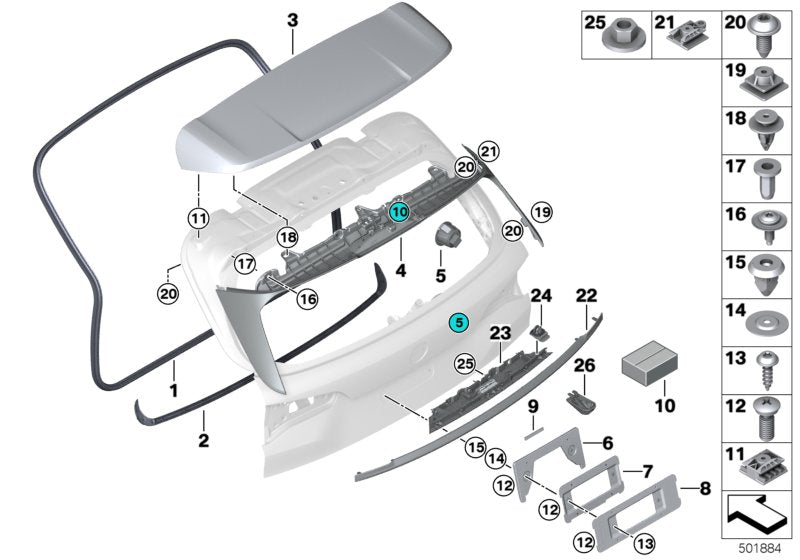 Genuine BMW 51627478930 G05 G07 Adjustment Element -1 mm (Inc. X5 45eX & X7) | ML Performance UK UK Car Parts