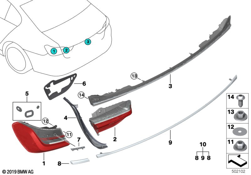 Genuine BMW 63219854650 G11 Rear Light In Trunk Lid, Right (Inc. 730Ld, 745eX & 730LdX) | ML Performance UK UK Car Parts