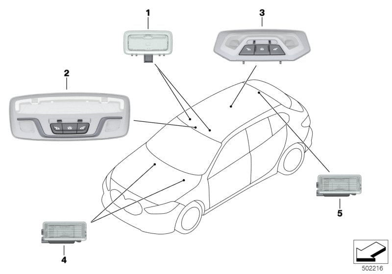 Genuine BMW 63319891140 F40 F44 Interior Reading Light Led Front (Inc. 118i, M135iX & M235iX) | ML Performance UK UK Car Parts