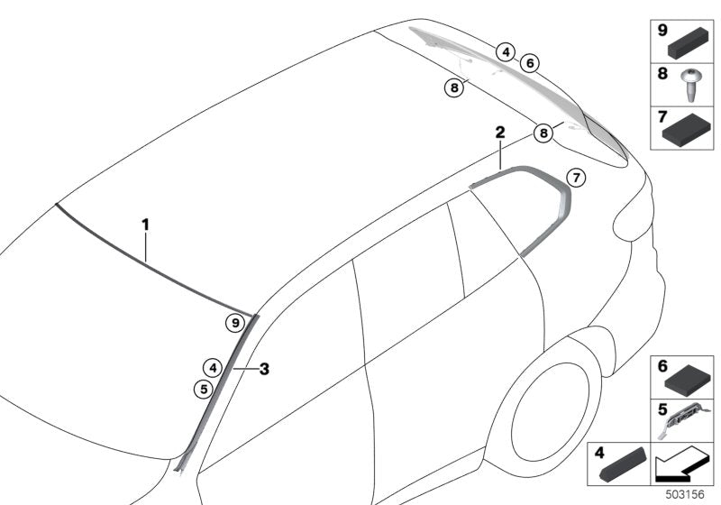 Genuine BMW 51377446224 G06 Finisher, Side Window, Rear Right SHADOWLINE (Inc. X6) | ML Performance UK UK Car Parts