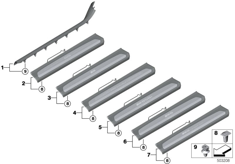 Genuine BMW 51478077279 F91 M Sill Trim, Illuminated, Front Left M8 (Inc. M8) | ML Performance UK UK Car Parts