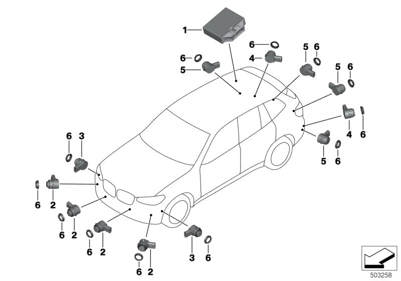 Genuine BMW 66206840234 Ultrasonic Sensor, Sunstone Metallic WC1N (Inc. X3 20dX & X4) | ML Performance UK UK Car Parts