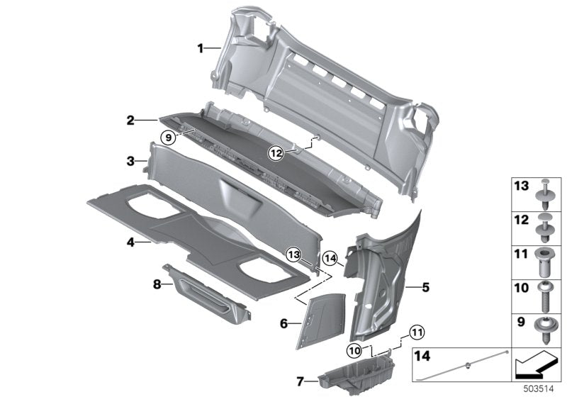 Genuine BMW 51477456200 I15 Trim Panel Conv.Top Compartment Rear (Inc. i8) | ML Performance UK UK Car Parts