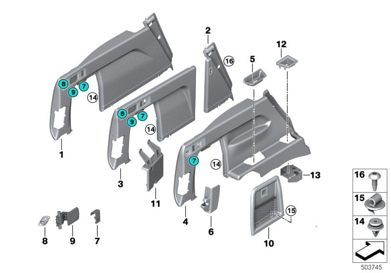 Genuine BMW 51477479952 G05 Finisher, Catch Bracket, Right SCHWARZ (Inc. X5) | ML Performance UK UK Car Parts