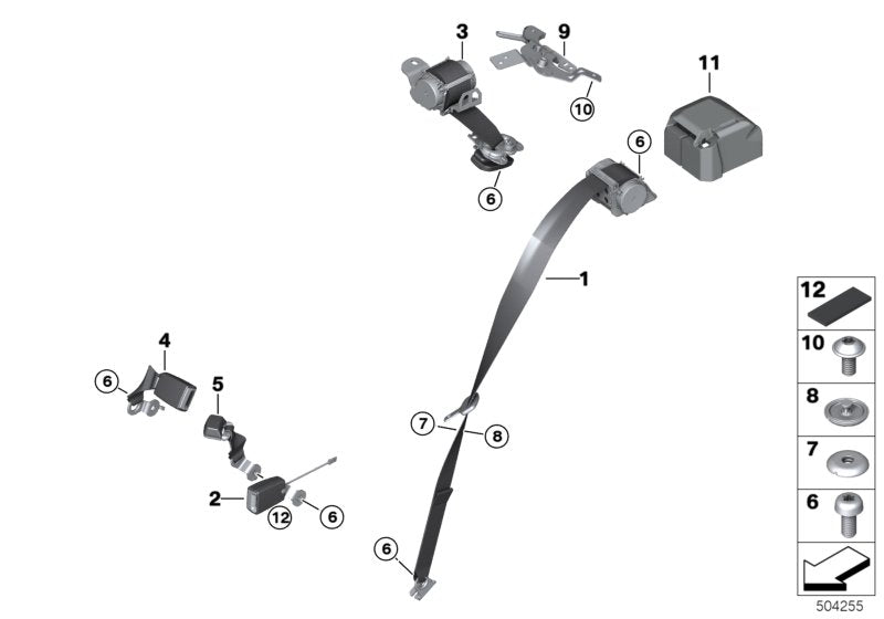 Genuine BMW 72117313377 Upper Belt Rear Left SCHWARZ (Inc. X1 18i, 214d & 218i) | ML Performance UK UK Car Parts