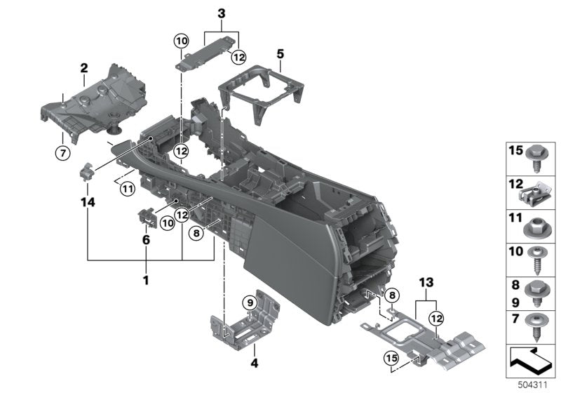 Genuine BMW 51166825708 G07 G05 G06 Retainer Trim, Center Console, Front (Inc. X7 50iX & X5) | ML Performance UK UK Car Parts