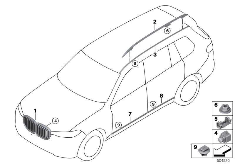 Genuine BMW 51138090458 G07 Roof Rail, High-Gloss, Black, Right (Inc. X7) | ML Performance UK UK Car Parts