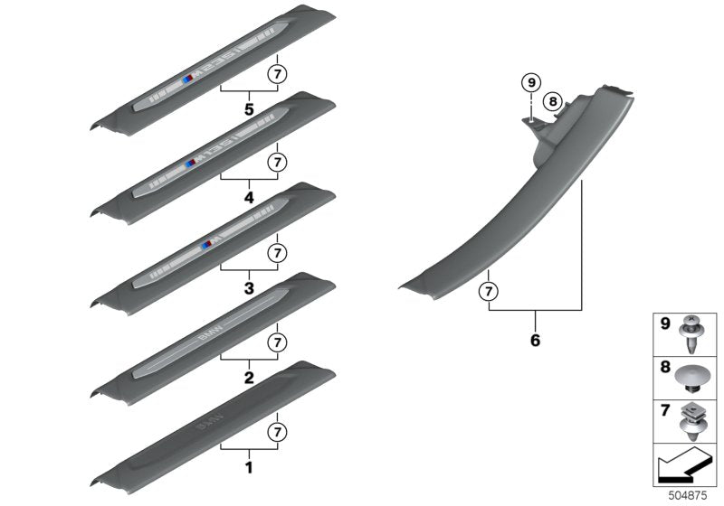 Genuine BMW 51476999465 F44 Cover Strip, Entrance Rear Left SCHWARZ (Inc. 228iX, M235iX & 218i) | ML Performance UK UK Car Parts