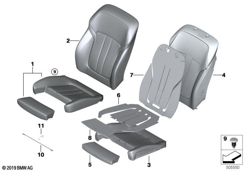 Genuine BMW 52107412678 G11 Cover For Comfort Seat, Leather NAMY,LZNI MOKKA (Inc. 740e, 530iX & 750LiX) | ML Performance UK UK Car Parts