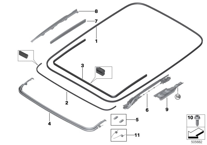 Genuine BMW 54107409144 Gasket, Sliding Roof Frame (Inc. 730Ld, 740iX & 750LiX) | ML Performance UK UK Car Parts