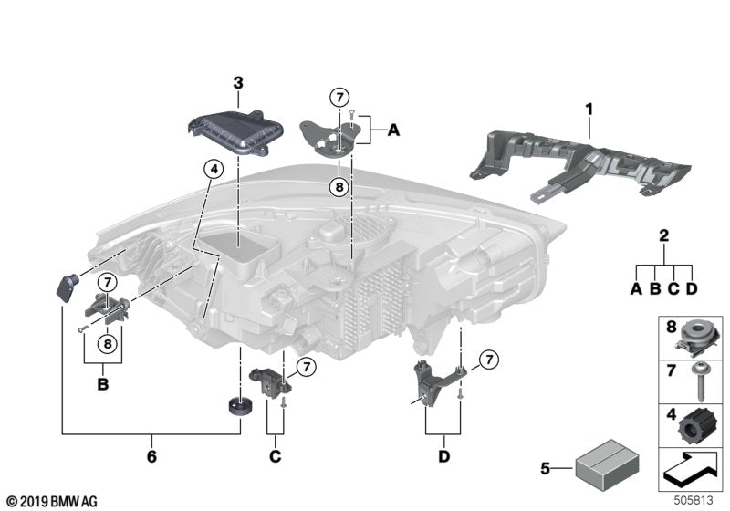 Genuine BMW 63119449606 F44 Bracket Headlight Right (Inc. 220d, M235iX & 218i) | ML Performance UK UK Car Parts