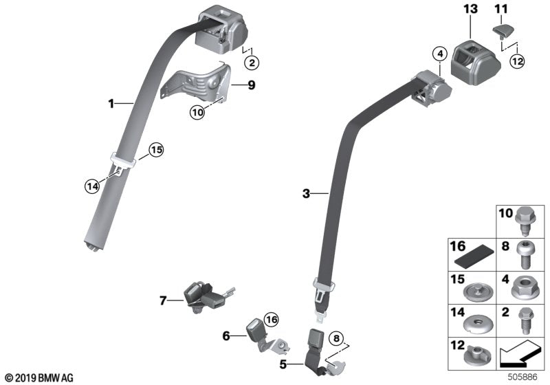 Genuine BMW 72118076489 F44 Upper Belt Rear Left M (Inc. 228iX & M235iX) | ML Performance UK UK Car Parts