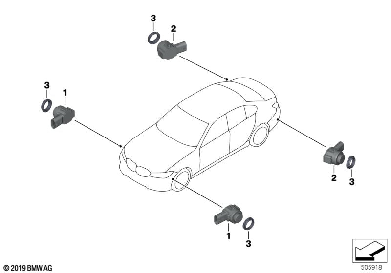 Genuine BMW 66209472200 F40 F44 G11 Ultrasonic Sensor, Glacier Silver WA83 (Inc. 220d, 730LdX & 745e) | ML Performance UK UK Car Parts