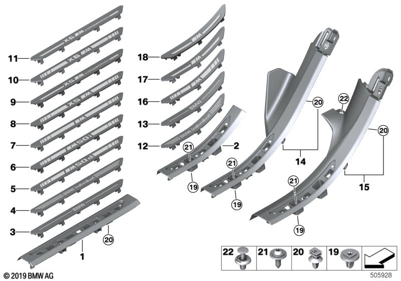 Genuine BMW 51476999026 G05 Cover Strip, Entrance Rear Right MOKKA (Inc. X5) | ML Performance UK UK Car Parts