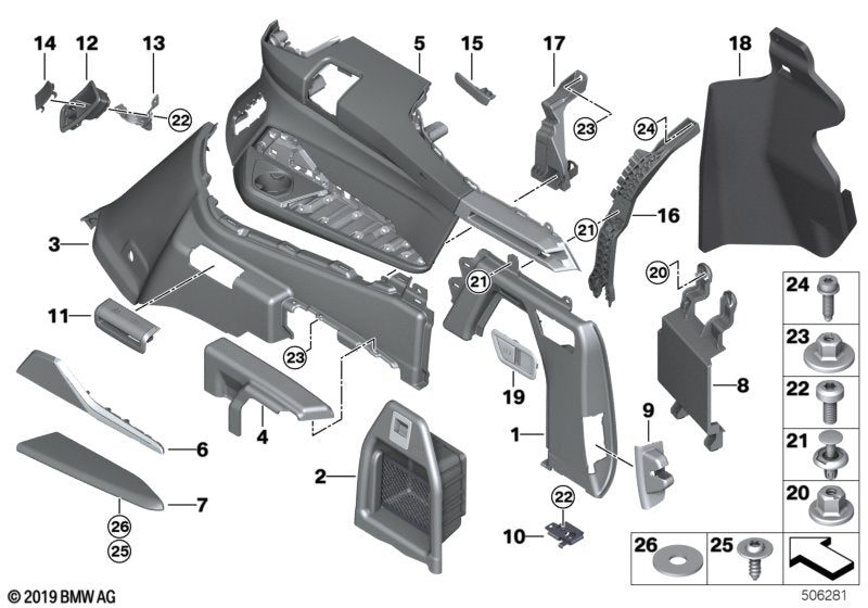 Genuine BMW 51479892386 G07 Lugg.Compart.Trim Panel Leather Upper Rt SCHWARZ (Inc. X7) | ML Performance UK UK Car Parts