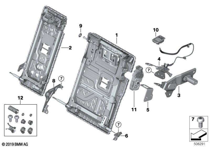 Genuine BMW 52207422662 G31 Bracket Backrest Inner Right (Inc. 530iX, 530d & 530i) | ML Performance UK UK Car Parts