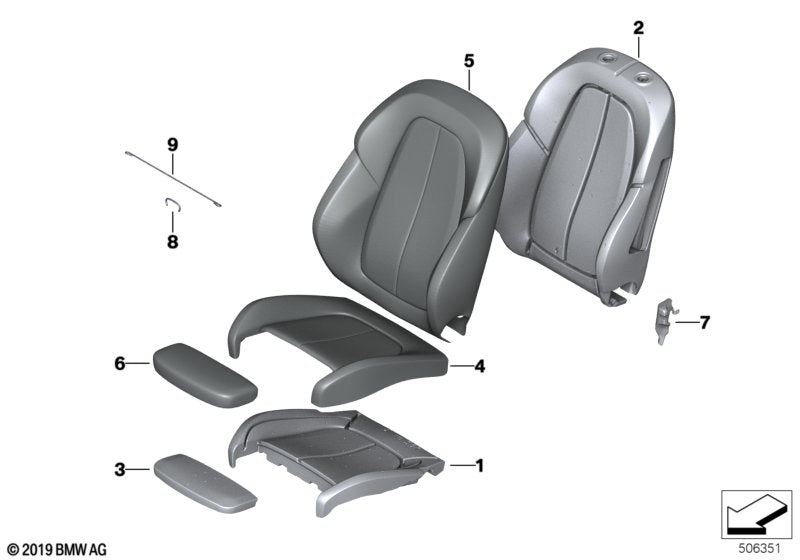 Genuine BMW 52109108486 F44 Cover, Sport Backrest Imit. Leather,Rght SCHWARZ (Inc. 228iX, 220d & 218i) | ML Performance UK UK Car Parts