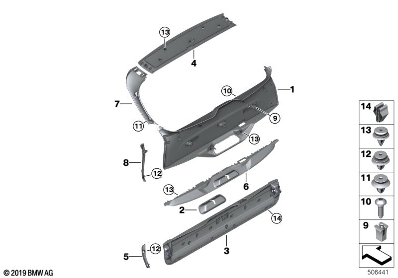 Genuine BMW 51497497548 G05 Trim Panel, Trunk Lid, Center MOKKA (Inc. X5) | ML Performance UK UK Car Parts