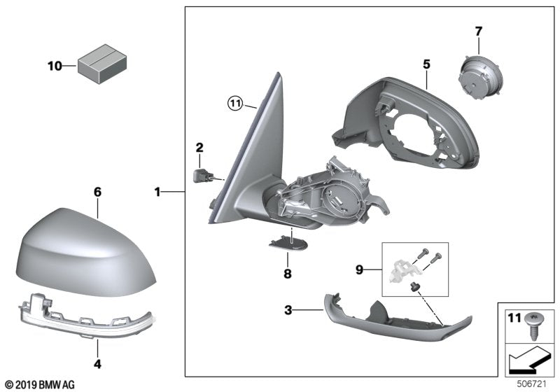 Genuine BMW 51169463291 G06 Exterior Mirror, No Lens, Heated, Left (Inc. X6) | ML Performance UK UK Car Parts