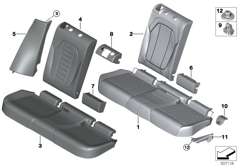 Genuine BMW 52206994390 G02 Foam Pad, Backrest, Rear Right (Inc. X4 20dX & X3) | ML Performance UK UK Car Parts