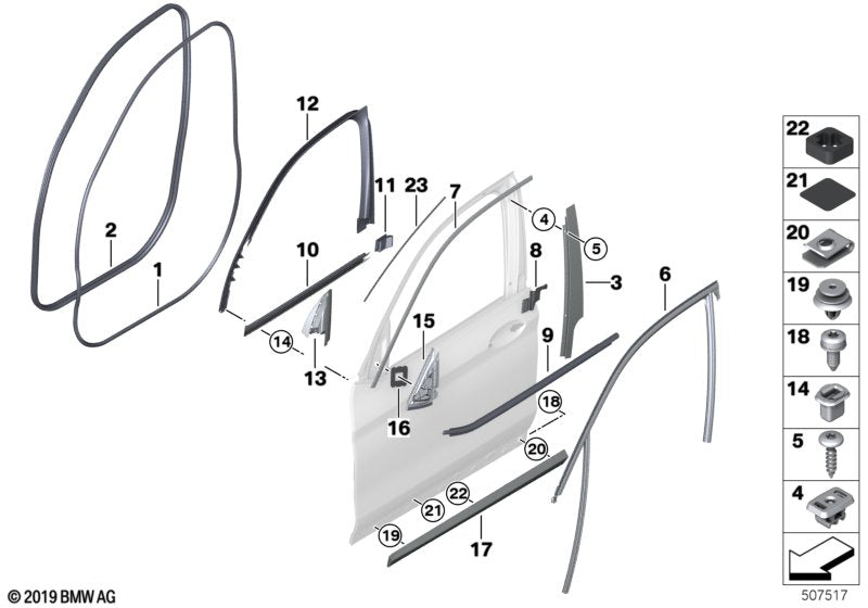 Genuine BMW 51337393421 G01 Window Frame Cover, Front Left Door ALU HGL (Inc. X3) | ML Performance UK UK Car Parts