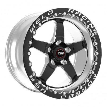 Weld 71LB508B45F S71 Beadlock Wheel 15x8 5x4.75 ET0 BS4.5 Black Center - Polished Shell