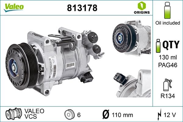 Valeo 813178 Compressor, Air Conditioning